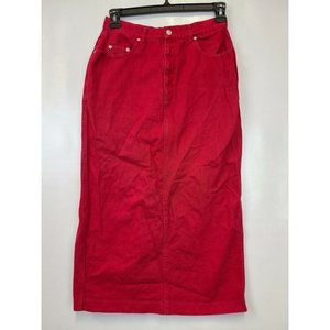 Memphis Red Denim Straight Maxi Skirt Size 12